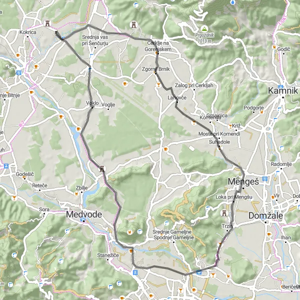 Map miniature of "Roads of Adventure" cycling inspiration in Zahodna Slovenija, Slovenia. Generated by Tarmacs.app cycling route planner