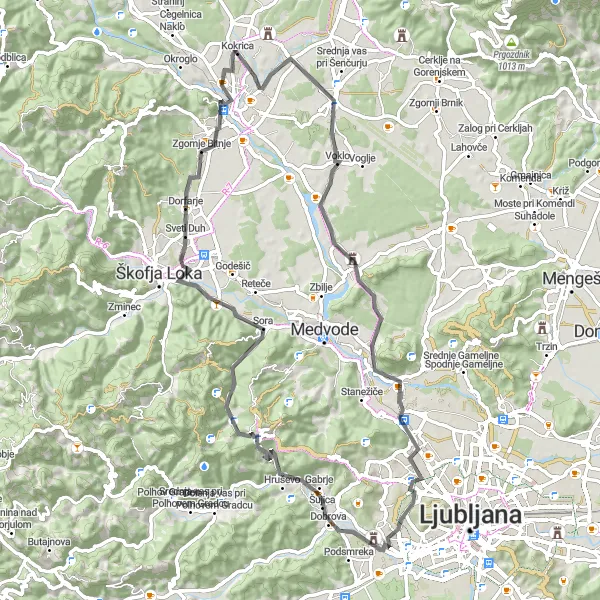 Map miniature of "Exploring Nature's Beauty" cycling inspiration in Zahodna Slovenija, Slovenia. Generated by Tarmacs.app cycling route planner