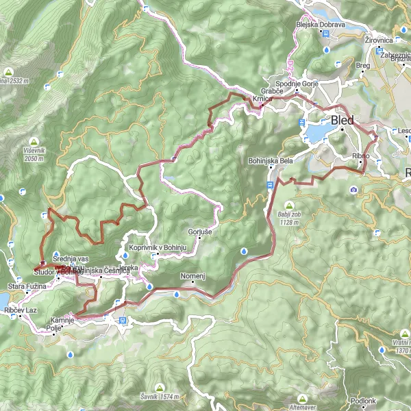 Karten-Miniaturansicht der Radinspiration "Bohinj Hügelrunde" in Zahodna Slovenija, Slovenia. Erstellt vom Tarmacs.app-Routenplaner für Radtouren