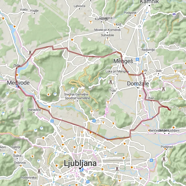 Zemljevid v pomanjšavi "Pustolovščina po slovenskih poteh" kolesarske inspiracije v Zahodna Slovenija, Slovenia. Generirano z načrtovalcem kolesarskih poti Tarmacs.app