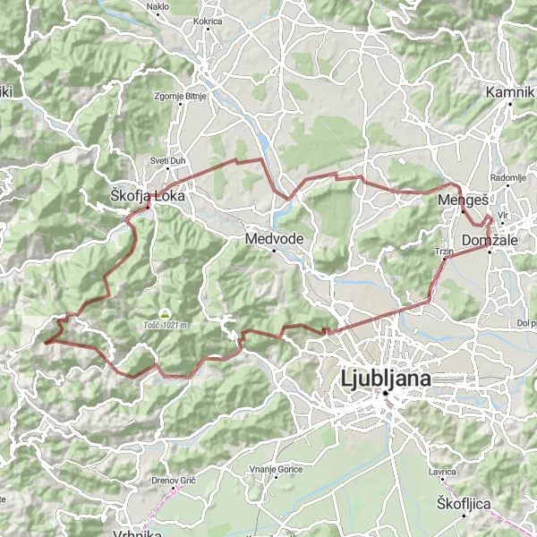 Map miniature of "Gravel Odyssey" cycling inspiration in Zahodna Slovenija, Slovenia. Generated by Tarmacs.app cycling route planner