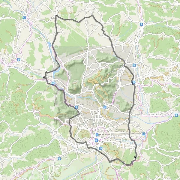 Map miniature of "Komenda and Zgornja Zadobrova Road Route" cycling inspiration in Zahodna Slovenija, Slovenia. Generated by Tarmacs.app cycling route planner