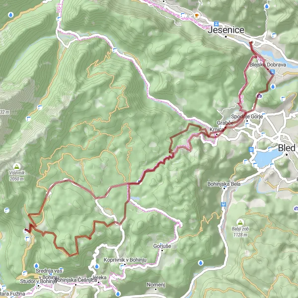 Zemljevid v pomanjšavi "Razgibana kolesarska avantura skozi naravo" kolesarske inspiracije v Zahodna Slovenija, Slovenia. Generirano z načrtovalcem kolesarskih poti Tarmacs.app