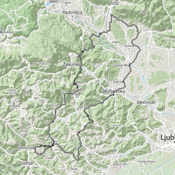 Map miniature of "Ultimate Road Challenge" cycling inspiration in Zahodna Slovenija, Slovenia. Generated by Tarmacs.app cycling route planner