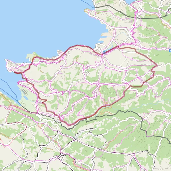 Zemljevid v pomanjšavi "Coastal Escape" kolesarske inspiracije v Zahodna Slovenija, Slovenia. Generirano z načrtovalcem kolesarskih poti Tarmacs.app