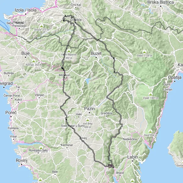 Map miniature of "Sv. Anton - Epic Mountain Challenge" cycling inspiration in Zahodna Slovenija, Slovenia. Generated by Tarmacs.app cycling route planner