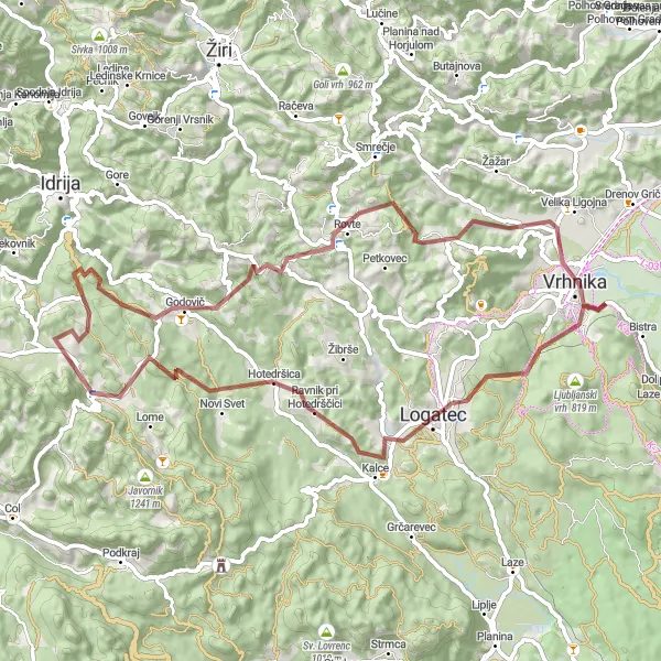 Map miniature of "Gravel Adventure in Western Slovenia" cycling inspiration in Zahodna Slovenija, Slovenia. Generated by Tarmacs.app cycling route planner