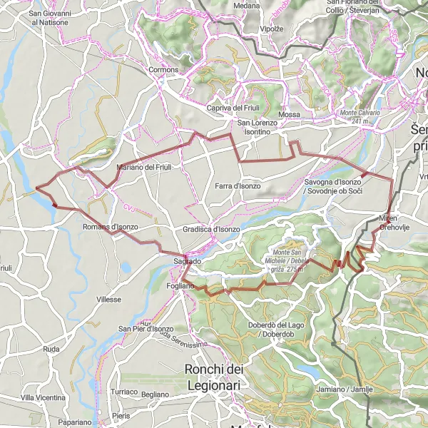 Map miniature of "Gomila Loop" cycling inspiration in Zahodna Slovenija, Slovenia. Generated by Tarmacs.app cycling route planner