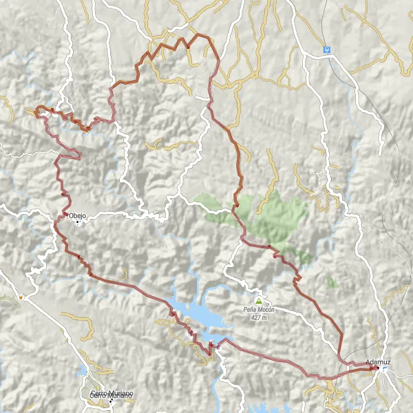 Miniatua del mapa de inspiración ciclista "Ruta de Grava Mesón del Obispo" en Andalucía, Spain. Generado por Tarmacs.app planificador de rutas ciclistas