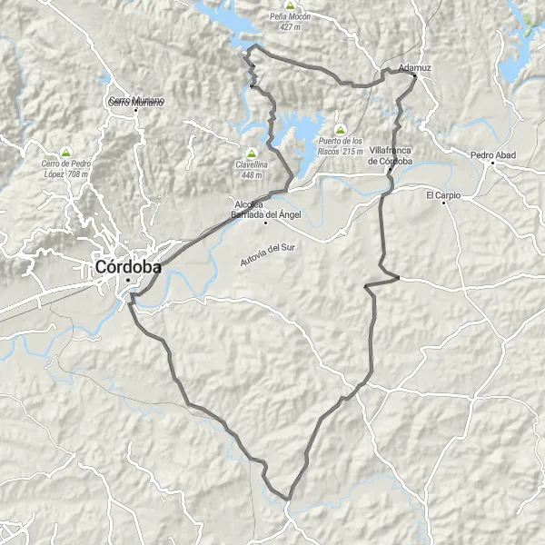 Miniaturní mapa "Cestovatelská trasa El Camino" inspirace pro cyklisty v oblasti Andalucía, Spain. Vytvořeno pomocí plánovače tras Tarmacs.app