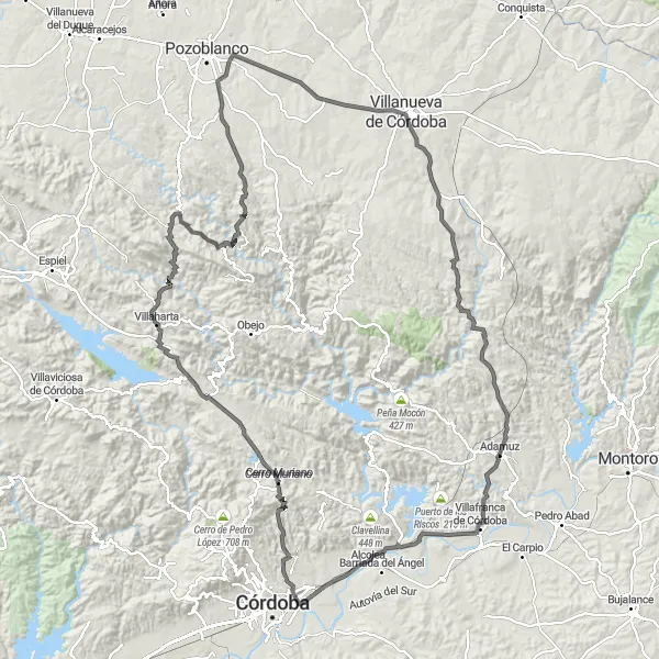 Miniatura mapy "Wyprawa z zadaniem: Cerro Muriano" - trasy rowerowej w Andalucía, Spain. Wygenerowane przez planer tras rowerowych Tarmacs.app