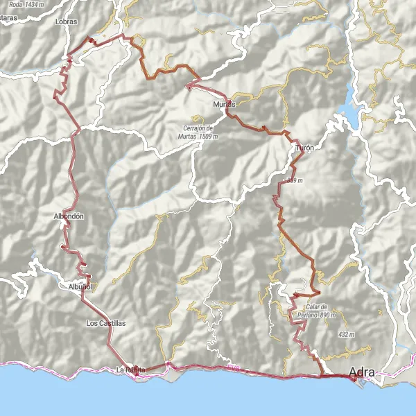 Miniaturní mapa "Trasa z Adry do Albondónu" inspirace pro cyklisty v oblasti Andalucía, Spain. Vytvořeno pomocí plánovače tras Tarmacs.app