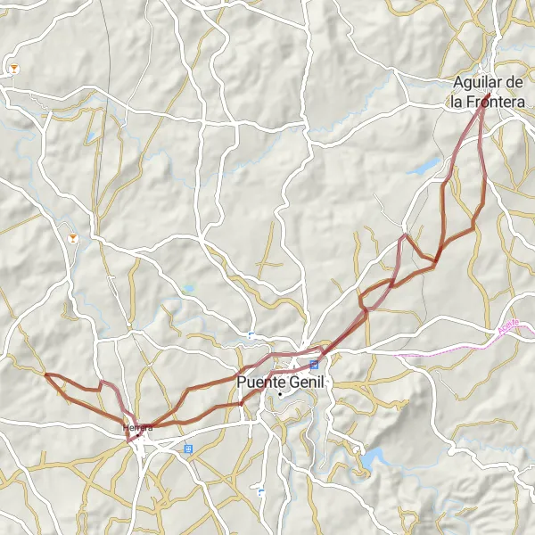 Miniatuurkaart van de fietsinspiratie "Aguilar naar Herrera en Puente Genil" in Andalucía, Spain. Gemaakt door de Tarmacs.app fietsrouteplanner