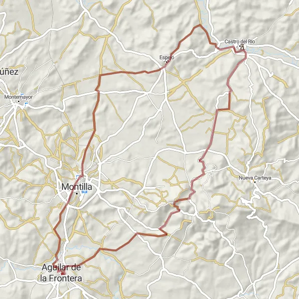 Miniature de la carte de l'inspiration cycliste "Tour des Châteaux" dans la Andalucía, Spain. Générée par le planificateur d'itinéraire cycliste Tarmacs.app