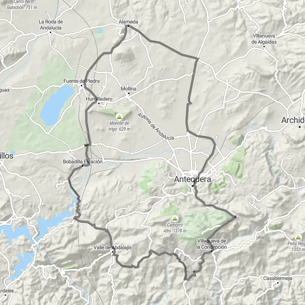 Map miniature of "Climbing Challenge: Road Cycling in Andalucía" cycling inspiration in Andalucía, Spain. Generated by Tarmacs.app cycling route planner