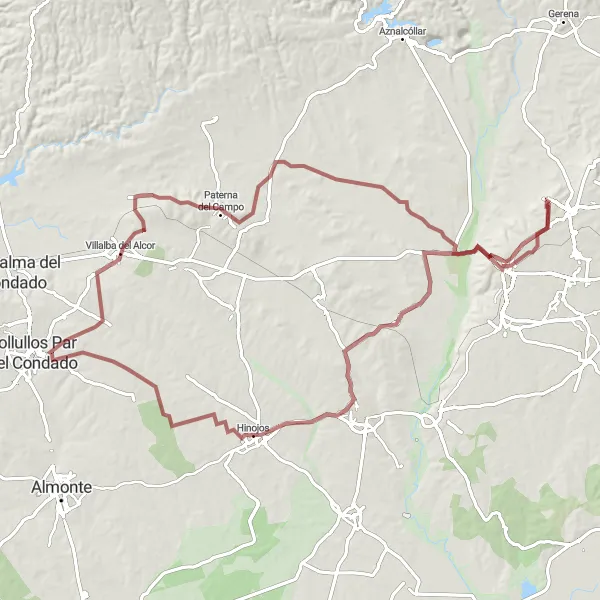 Miniatura mapy "Trasa gravelowa wokół Albaidy del Aljarafe przez Huévar del Aljarafe" - trasy rowerowej w Andalucía, Spain. Wygenerowane przez planer tras rowerowych Tarmacs.app