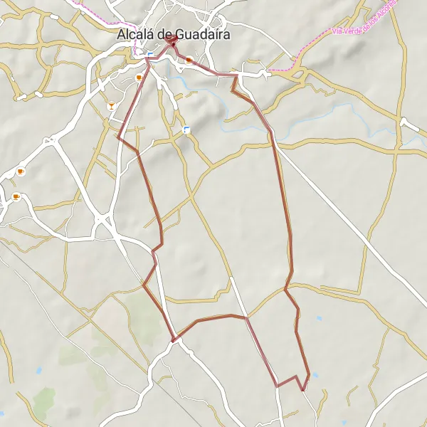 Miniaturní mapa "Trasa kolem Alcalá de Guadaira" inspirace pro cyklisty v oblasti Andalucía, Spain. Vytvořeno pomocí plánovače tras Tarmacs.app