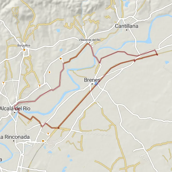 Miniaturní mapa "Cyklotrasa Brenes - Villaverde del Río" inspirace pro cyklisty v oblasti Andalucía, Spain. Vytvořeno pomocí plánovače tras Tarmacs.app