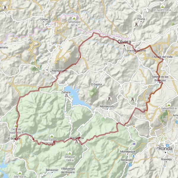 Miniatura mapy "Wulkaniczne skały na trasie" - trasy rowerowej w Andalucía, Spain. Wygenerowane przez planer tras rowerowych Tarmacs.app