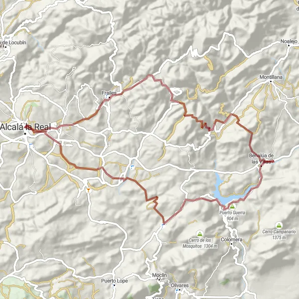 Map miniature of "Alcalá la Real - Frailes - Benalúa de las Villas - Limones" cycling inspiration in Andalucía, Spain. Generated by Tarmacs.app cycling route planner