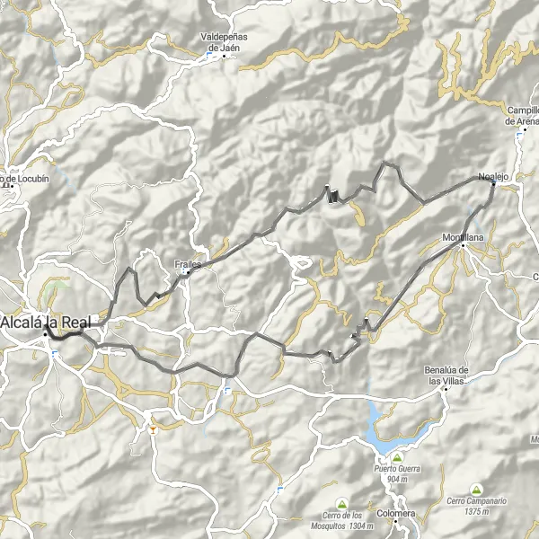 Map miniature of "Alcalá la Real Loop" cycling inspiration in Andalucía, Spain. Generated by Tarmacs.app cycling route planner