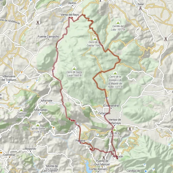 Miniaturní mapa "Adrenalinová cesta kolem Zafarraya - Cerro de la Cruz - Castellón - Los Alazores - Periana - Castillo de Zalia" inspirace pro cyklisty v oblasti Andalucía, Spain. Vytvořeno pomocí plánovače tras Tarmacs.app