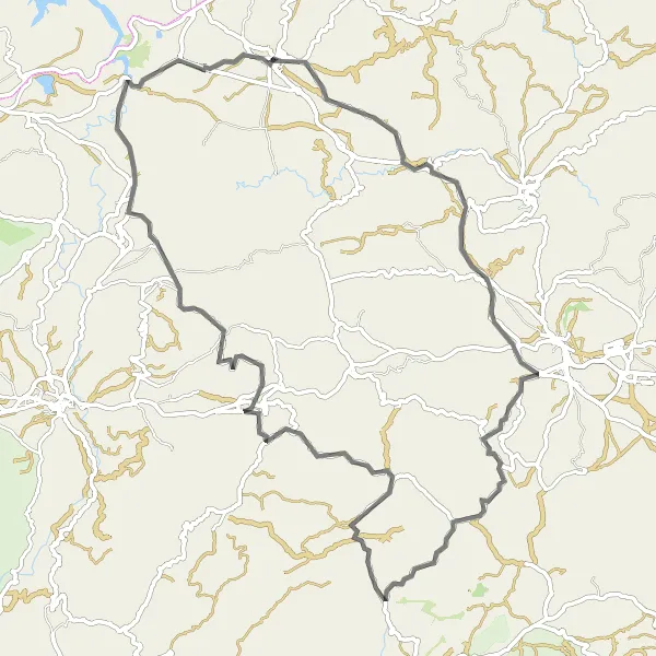 Miniaturní mapa "Cyklotrasa skrz malebné vesnice" inspirace pro cyklisty v oblasti Andalucía, Spain. Vytvořeno pomocí plánovače tras Tarmacs.app