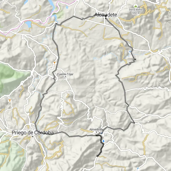 Map miniature of "Cultural Road Trip" cycling inspiration in Andalucía, Spain. Generated by Tarmacs.app cycling route planner