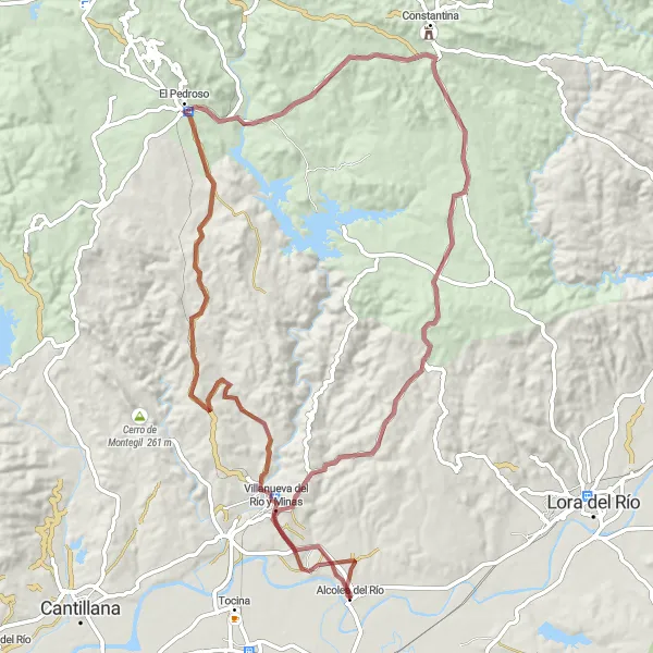 Miniatura della mappa di ispirazione al ciclismo "Scoperta Naturale in Gravel" nella regione di Andalucía, Spain. Generata da Tarmacs.app, pianificatore di rotte ciclistiche