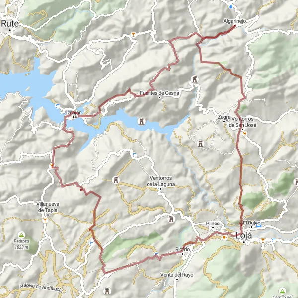 Karten-Miniaturansicht der Radinspiration "Erkunden Sie die Burg von Iznájar" in Andalucía, Spain. Erstellt vom Tarmacs.app-Routenplaner für Radtouren