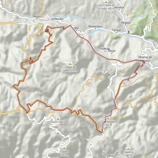 Miniature de la carte de l'inspiration cycliste "Le sentier de Piorno" dans la Andalucía, Spain. Générée par le planificateur d'itinéraire cycliste Tarmacs.app