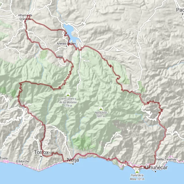 Map miniature of "The Ultimate Gravel Climb" cycling inspiration in Andalucía, Spain. Generated by Tarmacs.app cycling route planner