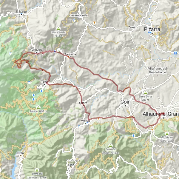 Miniaturekort af cykelinspirationen "Alhaurín el Grande - Alozaina Gravel Cycling Route" i Andalucía, Spain. Genereret af Tarmacs.app cykelruteplanlægger