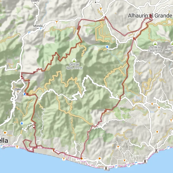 Miniaturní mapa "Adrenalinová gravelová trasa" inspirace pro cyklisty v oblasti Andalucía, Spain. Vytvořeno pomocí plánovače tras Tarmacs.app