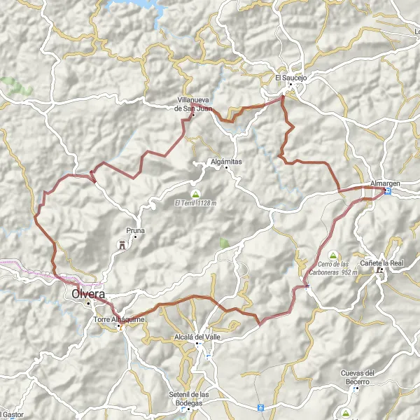Miniaturní mapa "Trasa Cerro de las Carboneras" inspirace pro cyklisty v oblasti Andalucía, Spain. Vytvořeno pomocí plánovače tras Tarmacs.app