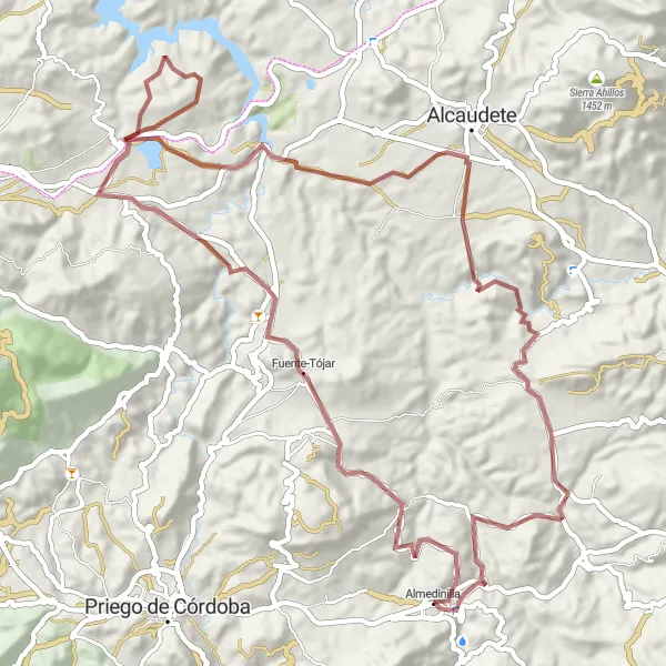 Miniatura della mappa di ispirazione al ciclismo "Esplorazione in Mountain Bike a Almedinilla" nella regione di Andalucía, Spain. Generata da Tarmacs.app, pianificatore di rotte ciclistiche