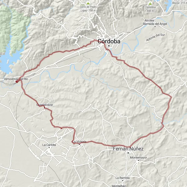 Miniatura della mappa di ispirazione al ciclismo "Alla Scoperta delle Meraviglie Cordobesi in Bicicletta" nella regione di Andalucía, Spain. Generata da Tarmacs.app, pianificatore di rotte ciclistiche