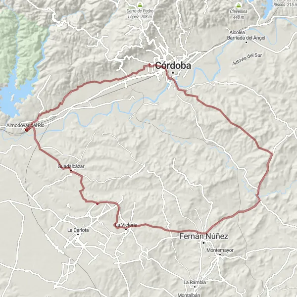 Miniatura della mappa di ispirazione al ciclismo "Il Giro di Yafar e delle Meraviglie Cordobesi" nella regione di Andalucía, Spain. Generata da Tarmacs.app, pianificatore di rotte ciclistiche