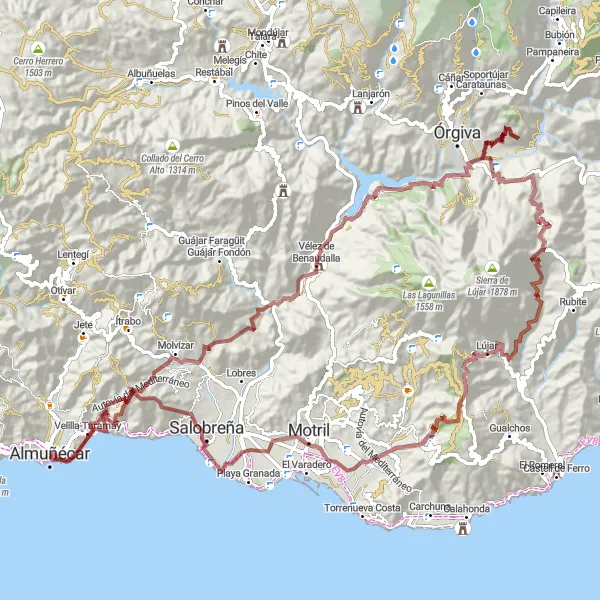 Miniatura mapy "Nieustraszona przejażdżka szutrowymi drogami" - trasy rowerowej w Andalucía, Spain. Wygenerowane przez planer tras rowerowych Tarmacs.app