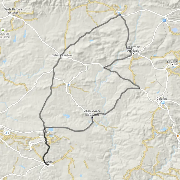 Miniatura mapy "Szybka trasa szosowa z atrakcjami" - trasy rowerowej w Andalucía, Spain. Wygenerowane przez planer tras rowerowych Tarmacs.app