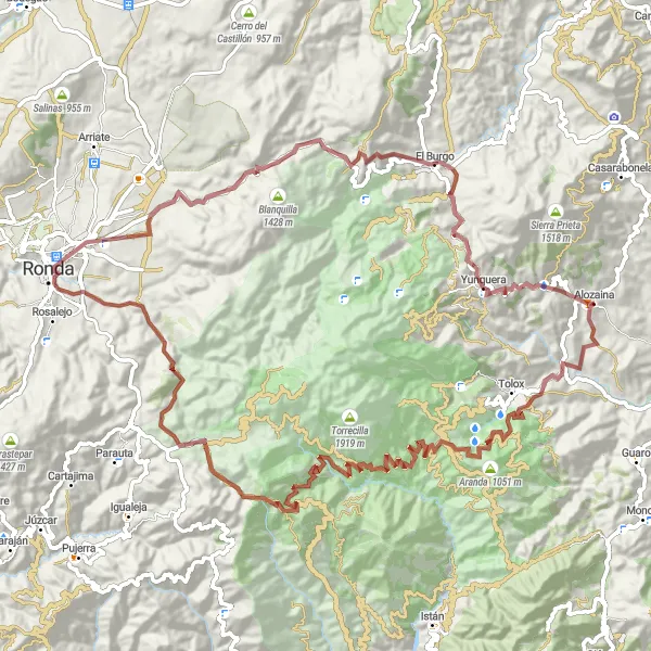 Miniaturekort af cykelinspirationen "Udforsk naturens skønhed" i Andalucía, Spain. Genereret af Tarmacs.app cykelruteplanlægger