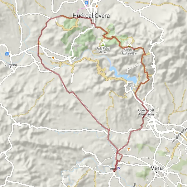 Miniaturní mapa "Horské výzvy El Palacés" inspirace pro cyklisty v oblasti Andalucía, Spain. Vytvořeno pomocí plánovače tras Tarmacs.app