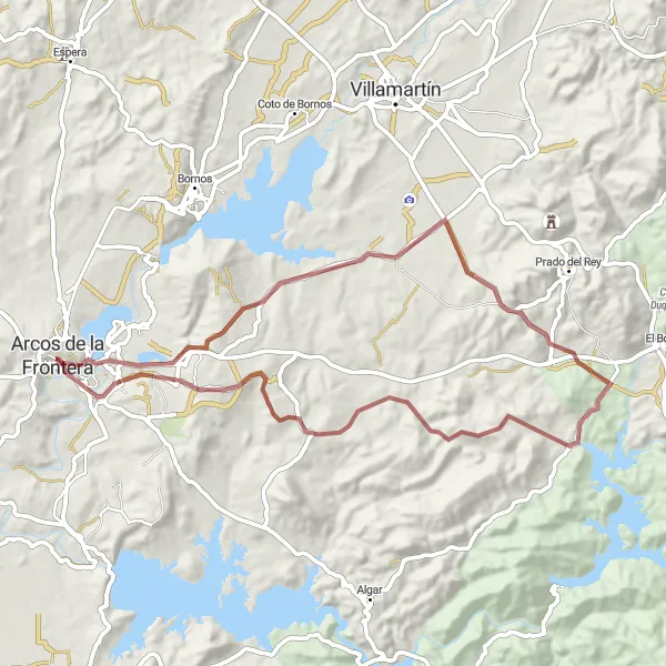 Miniaturní mapa "Gravelové dobrodružství přes Salinas" inspirace pro cyklisty v oblasti Andalucía, Spain. Vytvořeno pomocí plánovače tras Tarmacs.app