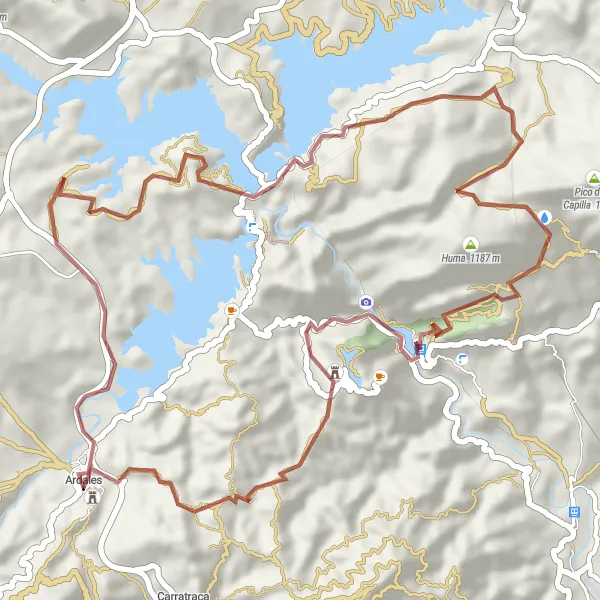 Map miniature of "Scenic Gravel Loop around Ardales" cycling inspiration in Andalucía, Spain. Generated by Tarmacs.app cycling route planner