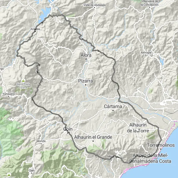 Map miniature of "Ultimate Andalucía Road Cycling Experience" cycling inspiration in Andalucía, Spain. Generated by Tarmacs.app cycling route planner