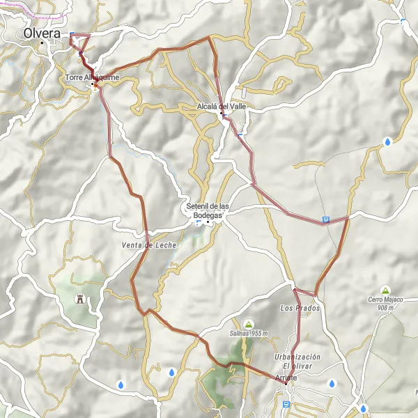 Miniatura mapy "Trasa Gravel Arriate - Torre Alháquime" - trasy rowerowej w Andalucía, Spain. Wygenerowane przez planer tras rowerowych Tarmacs.app