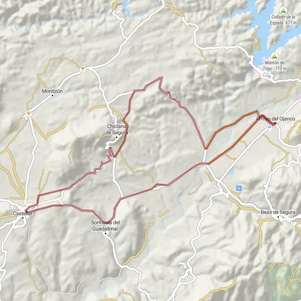 Miniatuurkaart van de fietsinspiratie "Monte y Mar" in Andalucía, Spain. Gemaakt door de Tarmacs.app fietsrouteplanner