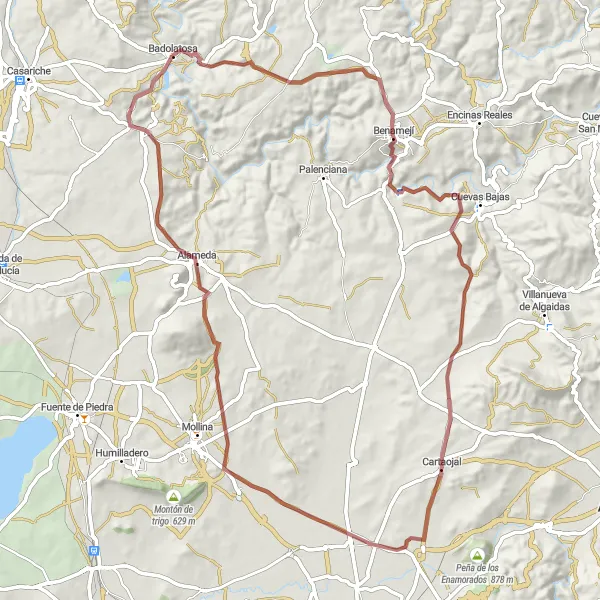 Miniaturní mapa "Trasa kolem Badolatosa" inspirace pro cyklisty v oblasti Andalucía, Spain. Vytvořeno pomocí plánovače tras Tarmacs.app
