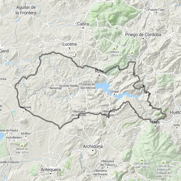 Miniaturní mapa "Zajímavý okruh kolem Badolatosa" inspirace pro cyklisty v oblasti Andalucía, Spain. Vytvořeno pomocí plánovače tras Tarmacs.app