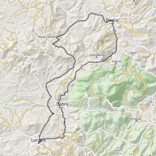 Miniatuurkaart van de fietsinspiratie "Route van Baena naar Castillo de Baena en Mirador del Hospital" in Andalucía, Spain. Gemaakt door de Tarmacs.app fietsrouteplanner